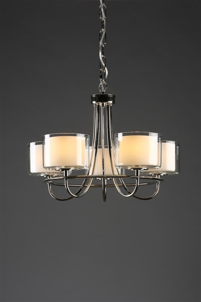 (image for) Laura Ashley Southwell 5lt Chandelier Polished Nickel & Glass Shades